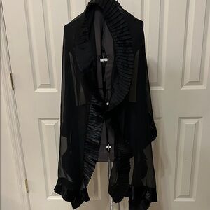 NWT Elegant Black Sheer Ruffled Shawl by Echo Design